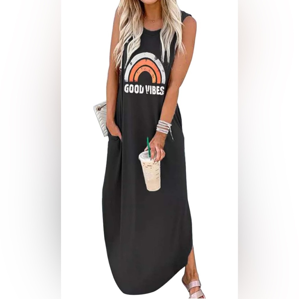 Good Vibes Black Maxi Dress Size XL